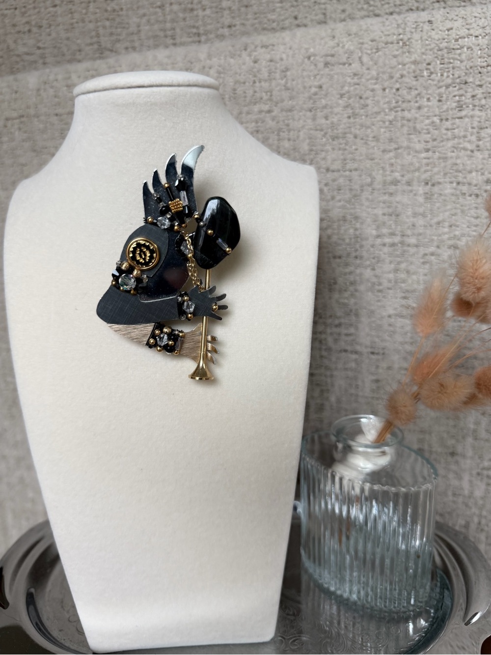 Vintage Liztech Harold Angel Trumpet Brooch Signed 1995